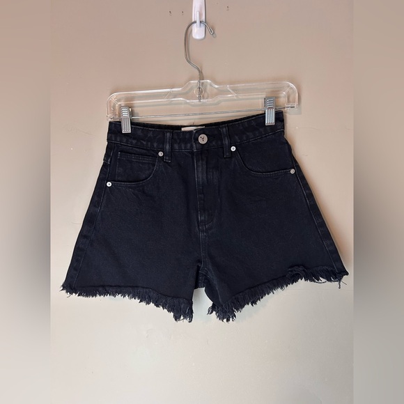 NWOT Abrand Venice Short High Rise Fringe Hem Black Wash Size 24 Grunge - Picture 3 of 14